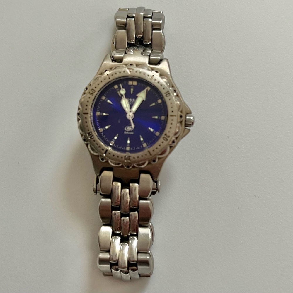 Vintage Fossil blue Water Resistant Stainless Steel Watch